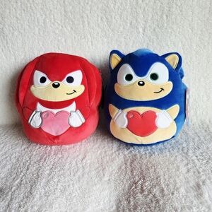 NWT Squishmallows 8" Valentine's Day Sonic the Hedgehog & Knuckles Holding Heart
